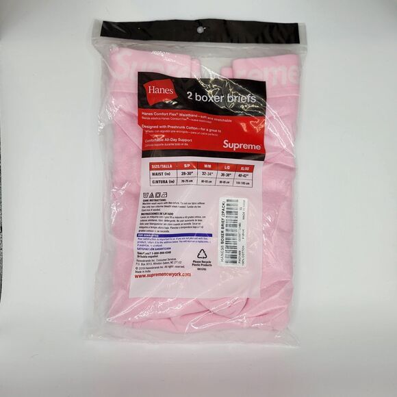 Supreme Hanes Boxer Briefs Pink Men's Small 2 Pack - Picture 2 of 3